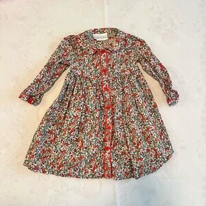 Rachel Riley Red and Green Floral Dress